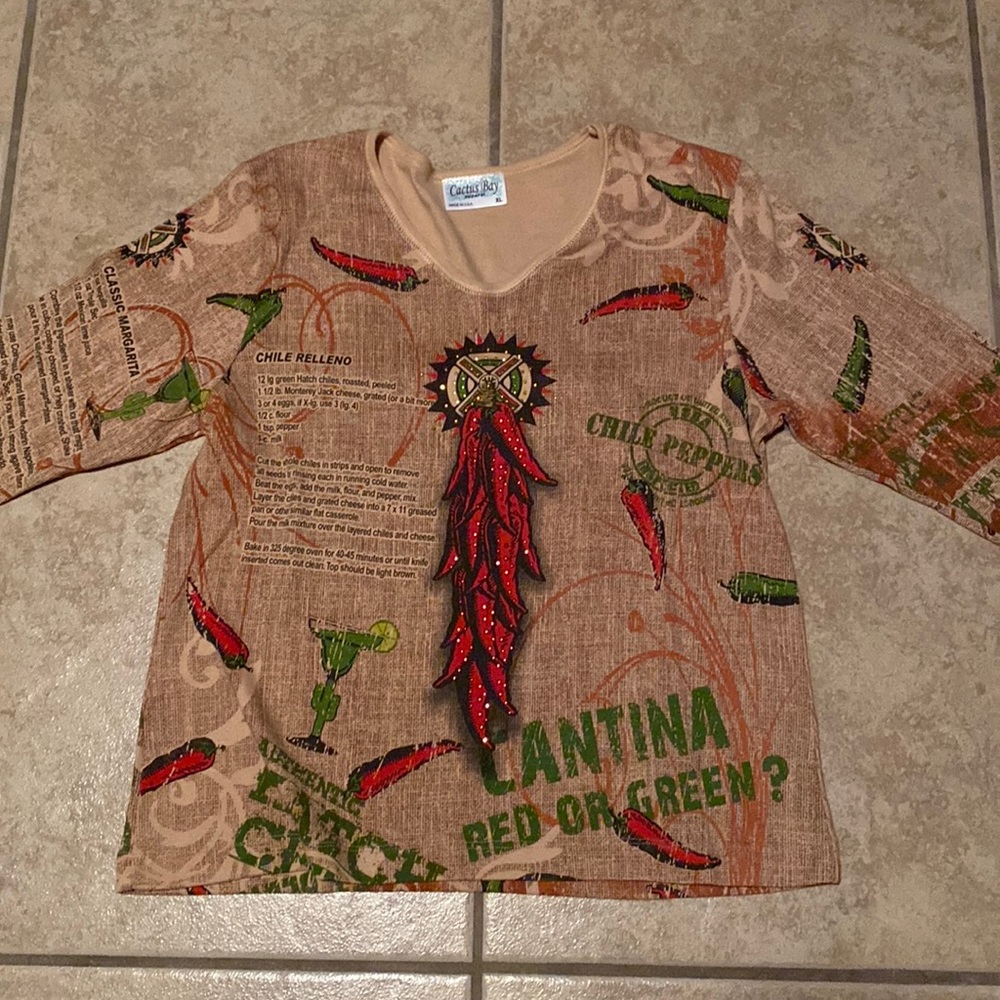 🦋 2 for $20 sale NWOT Cactus Bay Southwestern V neck 3/4 sleeve shirt top XL